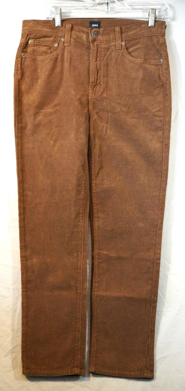 Edwin Bree Regular Hem Corduroy Pants Driftwood Brown High Rise Stretch 30 NWT